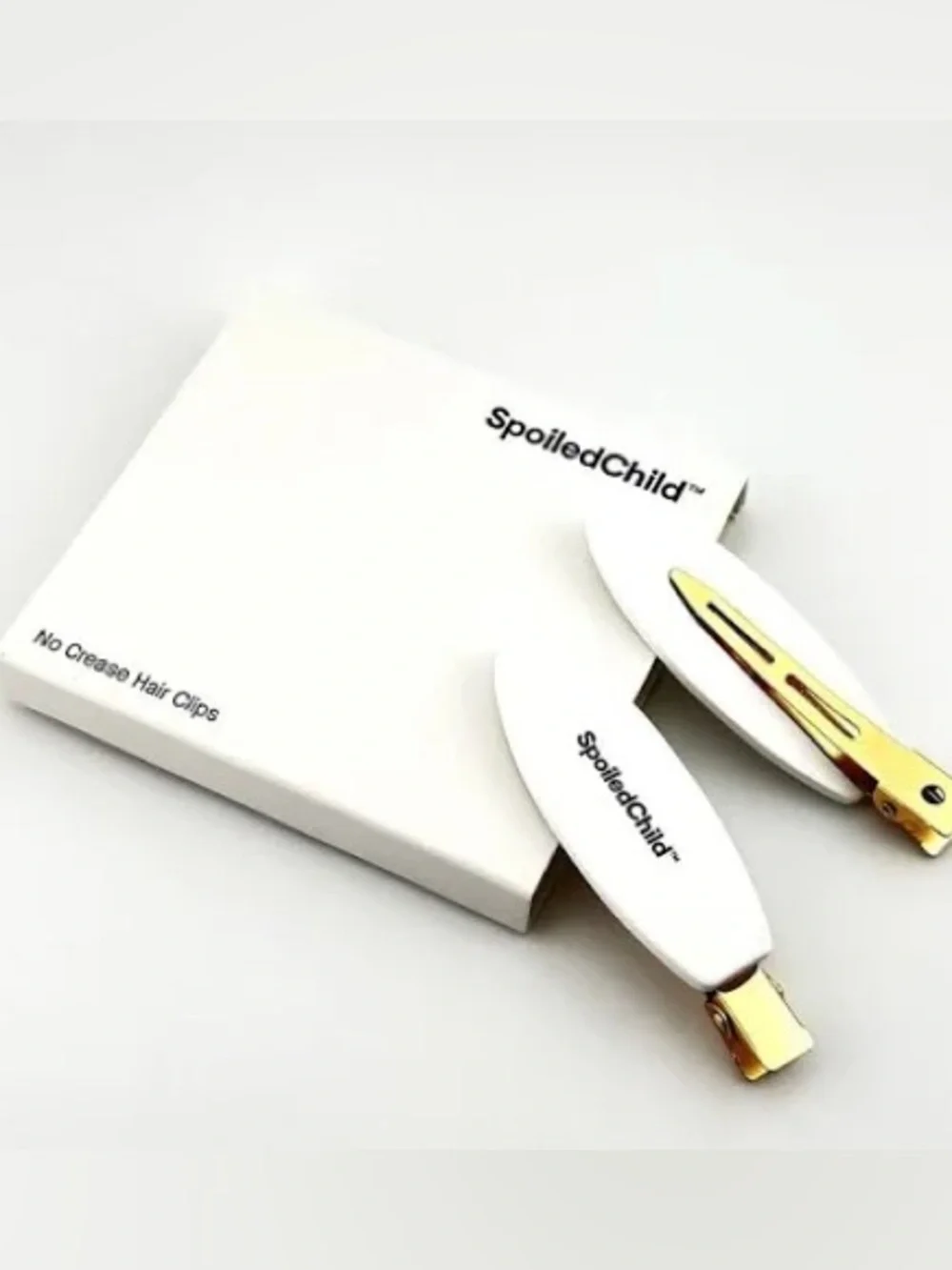 SpoiledChild™ White Spa Headband with White No-Crease Hair Clips
